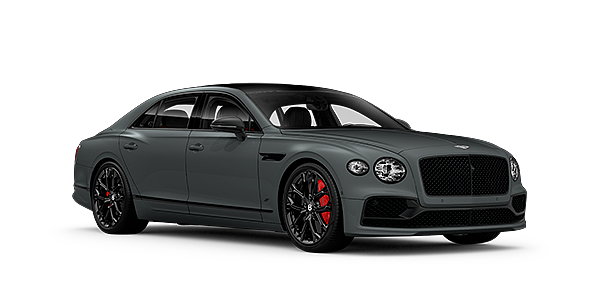 Bentley Harbin Bentley Flying Spur S front side angled view in Cambrian Grey coloured exterior. 